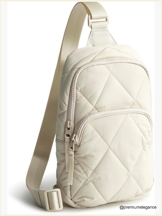 Lightweight Diamond Quilted Sling Backpack with Recycled Fabric main image 6